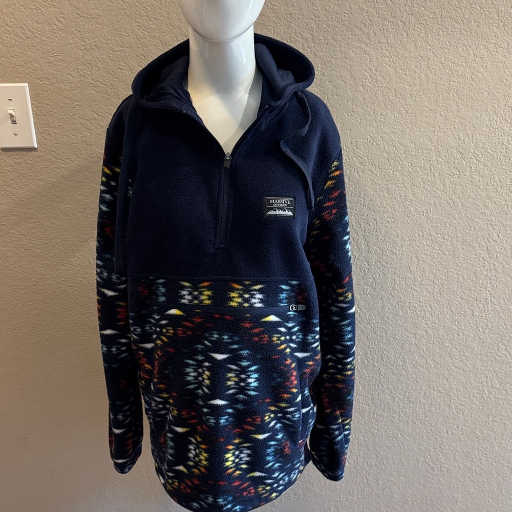 Massive‎ outdoor Men's Multicolor Zip-Up fleece size small